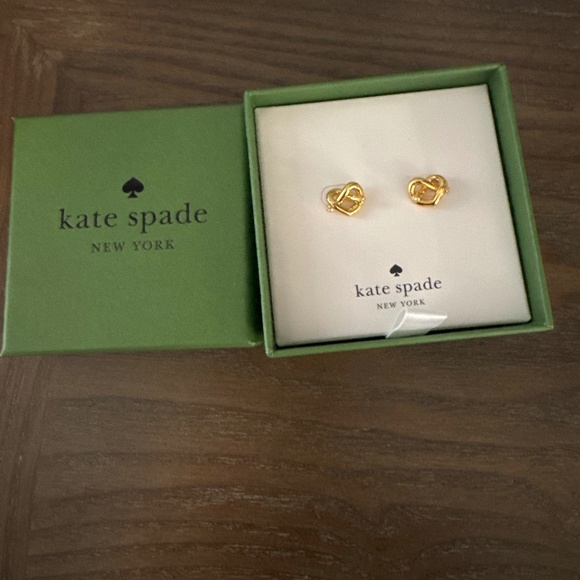 kate spade Jewelry - Kate Spade gold and rhinestone Loves me knot stud earrings